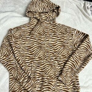 Brown and White Zebra Print Men's Sweater